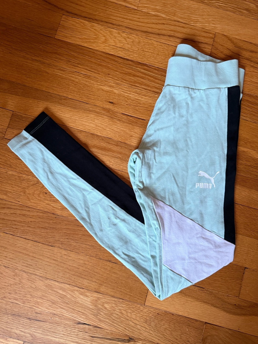 Puma Kids Light Mint and Black Colorblock Leggings